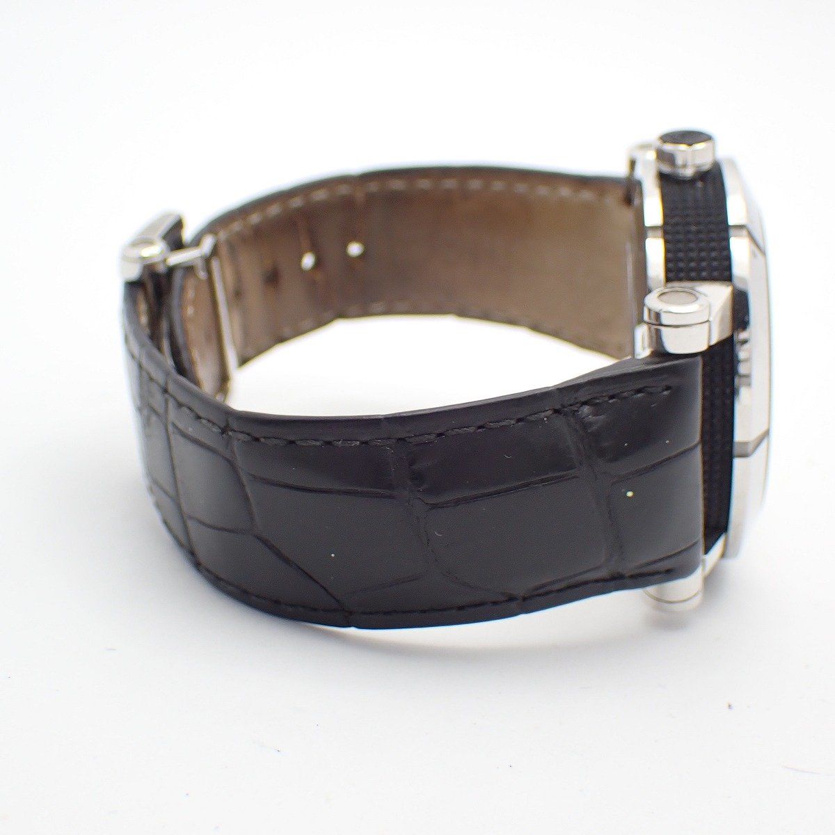 Tiffany & Co Atlas Gent Automatic Winding Watch Black Dial Slotted Back Leather — view 4