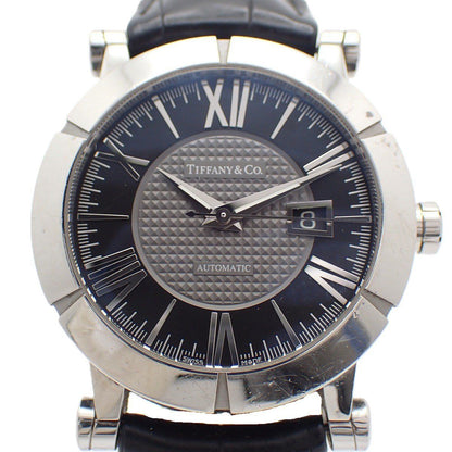 Tiffany & Co Atlas Gent Automatic Winding Watch Black Dial Slotted Back Leather