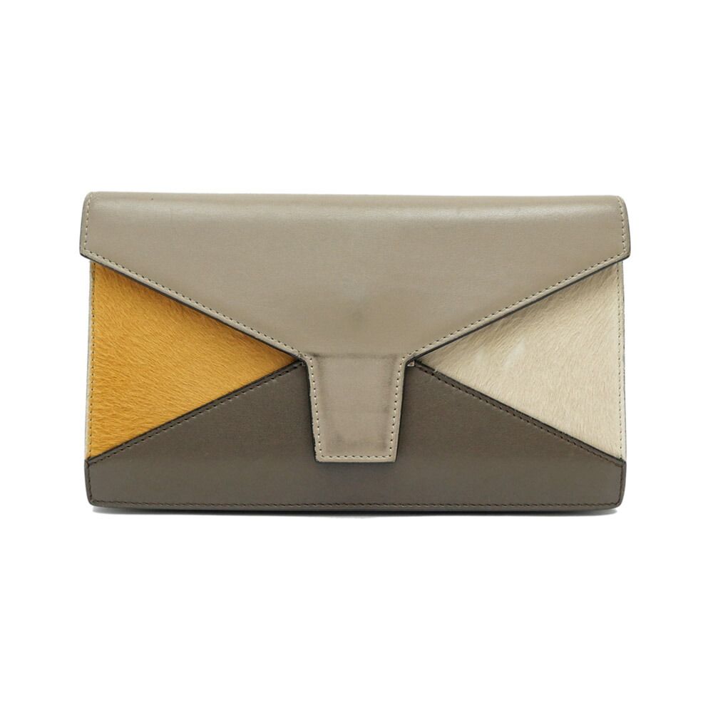 Celine Wallet Leather Calf Hair Beige Yellow Ivory