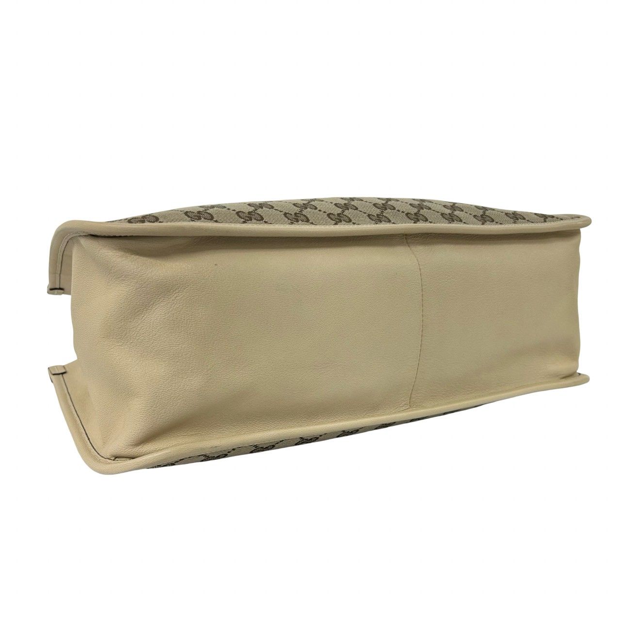 Gucci GG Logo Horsebit Canvas Leather Tote Shoulder Bag Beige — view 7