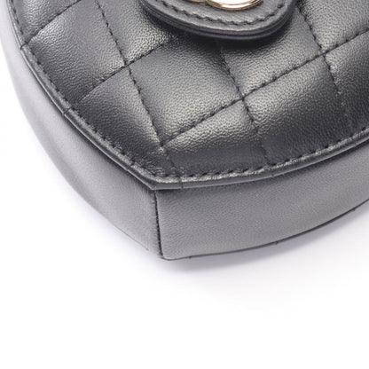 Chanel Shoulder Bag Heart Chain Clutch Quilted Black Lambskin — view 6