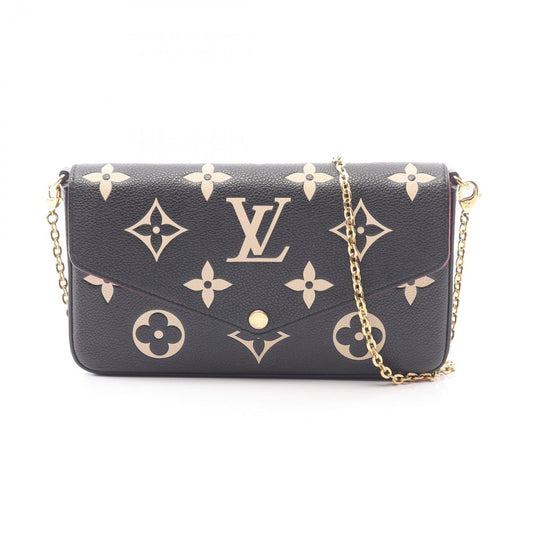 Louis Vuitton Shoulder Bag Pochette Felicity Bicolor Black Beige Leather