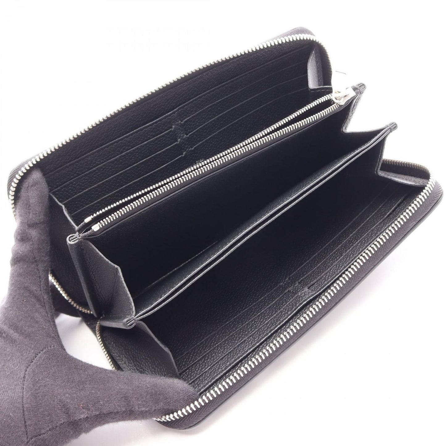 Louis Vuitton Round Wallet LV YK Zippy Monogram Empreinte Noir White Leather — view 3