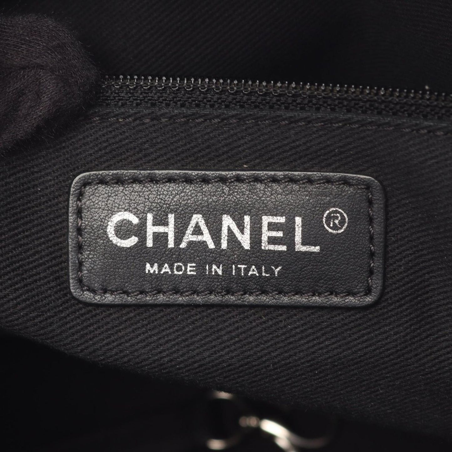 Chanel Tote Quilted Black Caviar Leather CC Logo Chain — view 4