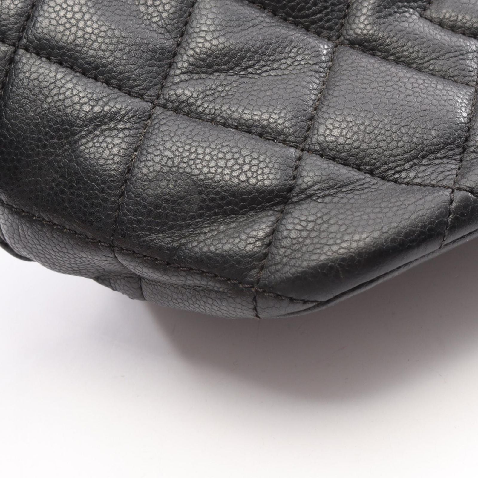 Chanel Tote Quilted Black Caviar Leather CC Logo Chain — view 9