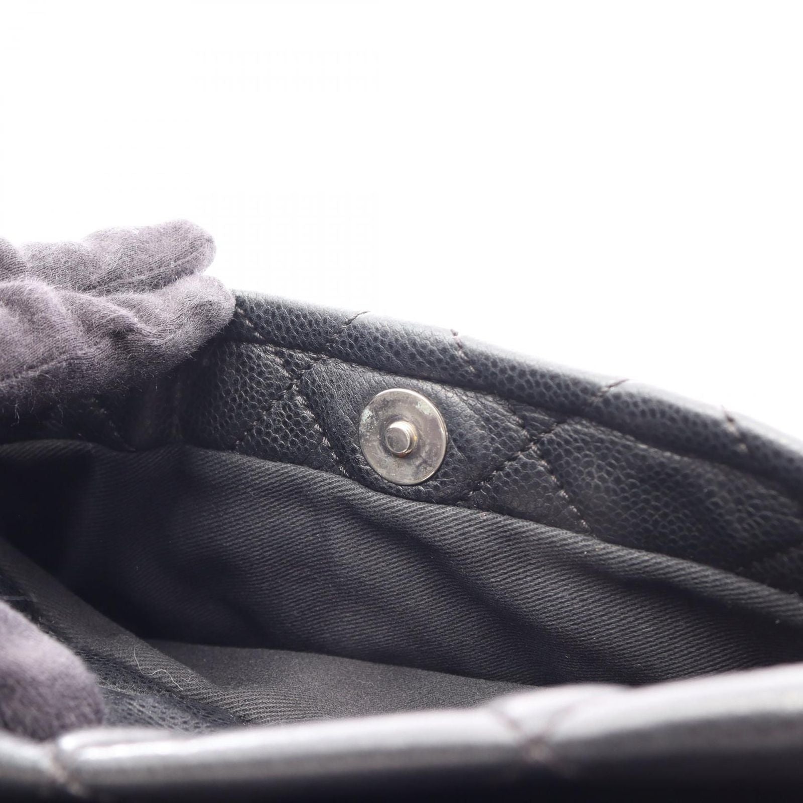 Chanel Tote Quilted Black Caviar Leather CC Logo Chain — view 7