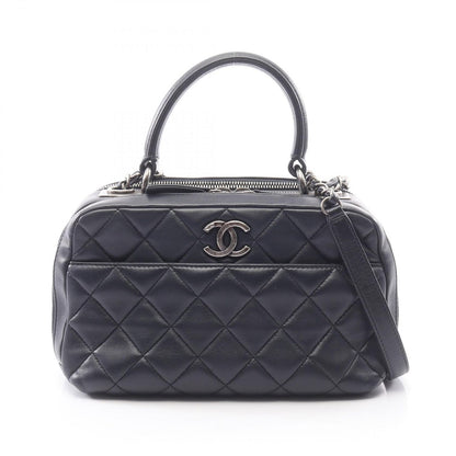 Chanel Shoulder Bag Quilted 2-Way Navy Leather