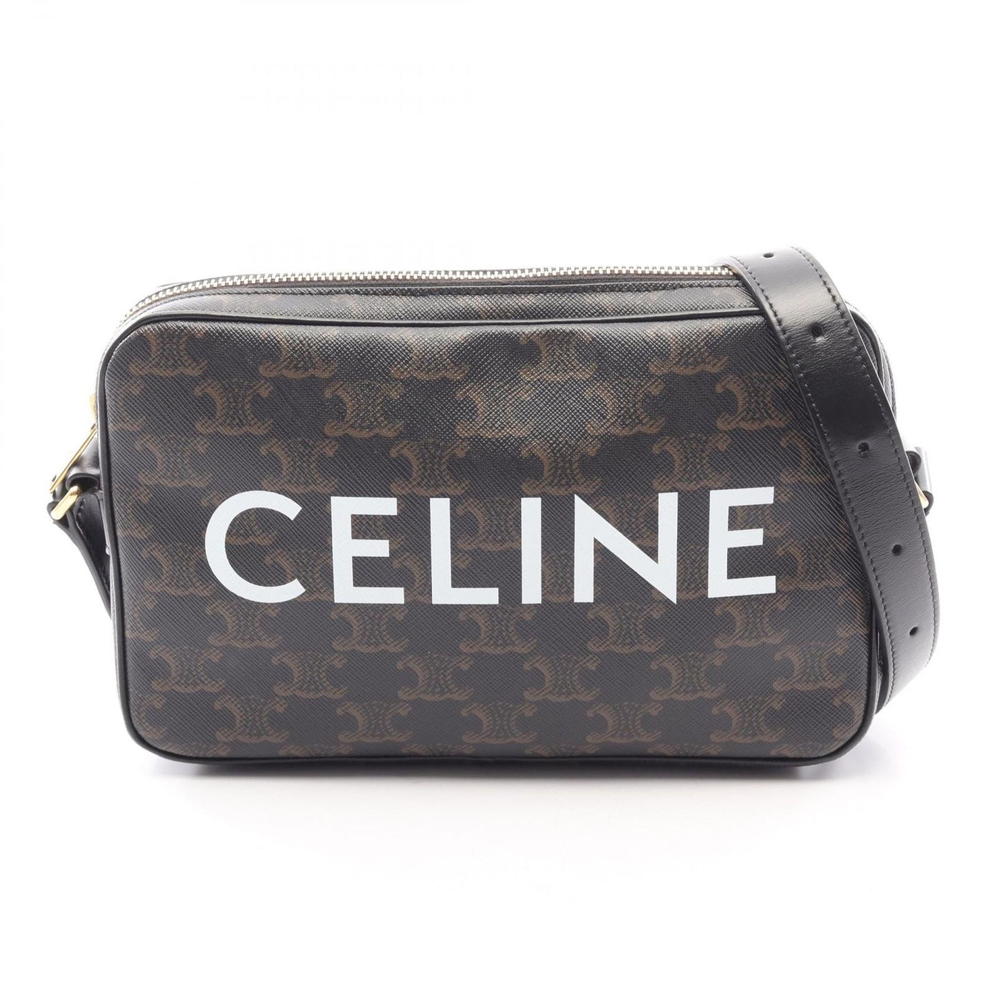Celine Shoulder Bag Trio Black Canvas Leather