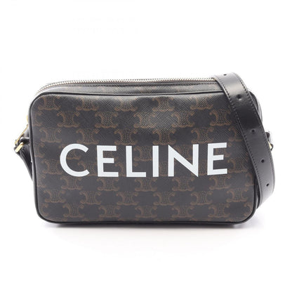 Celine Shoulder Bag Trio Black Canvas Leather