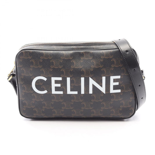 Celine Shoulder Bag Trio Black Canvas Leather