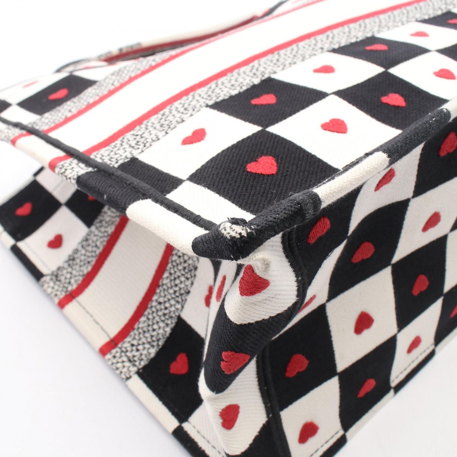 Dior Tote Book Amour D-chess White Black Red Canvas — view 6