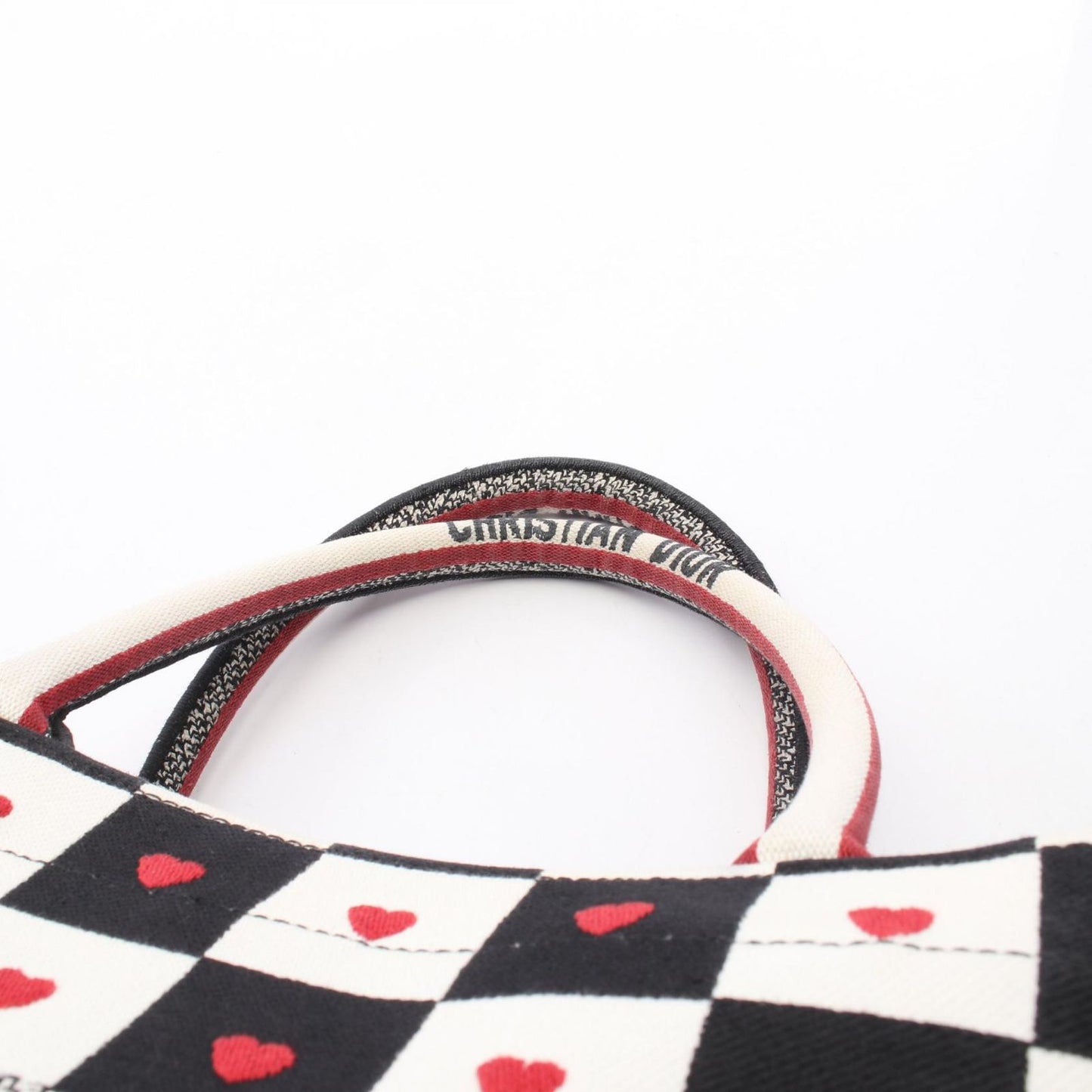 Dior Tote Book Amour D-chess White Black Red Canvas — view 9