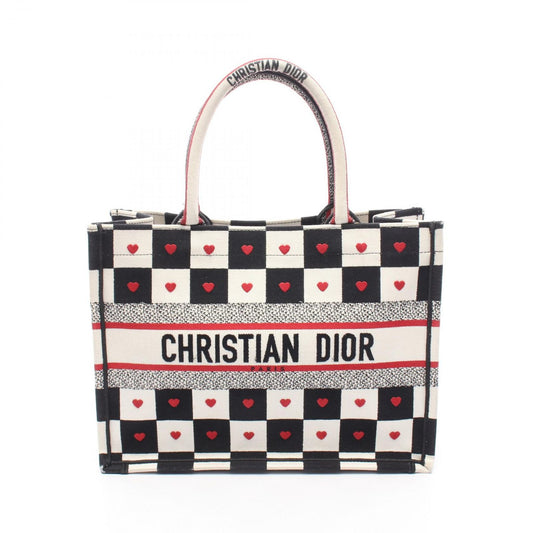 Dior Tote Book Amour D-chess White Black Red Canvas