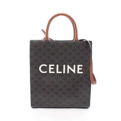 Celine Tote Small Vertical Cover Trio 2-Way Dark Brown Canvas Leather