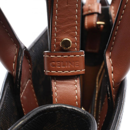 Celine Tote Small Vertical Cover Trio 2-Way Dark Brown Canvas Leather — view 4