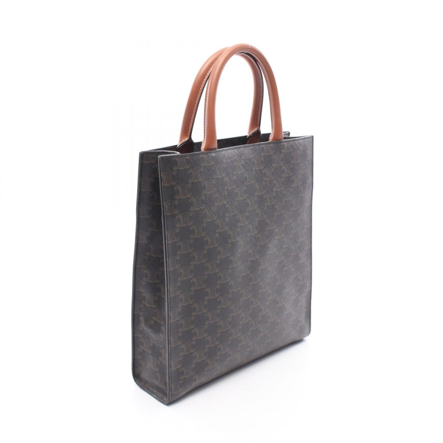 Celine Tote Small Vertical Cover Trio 2-Way Dark Brown Canvas Leather — view 2