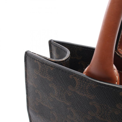 Celine Tote Small Vertical Cover Trio 2-Way Dark Brown Canvas Leather — view 9