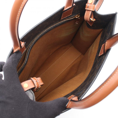 Celine Tote Small Vertical Cover Trio 2-Way Dark Brown Canvas Leather — view 3
