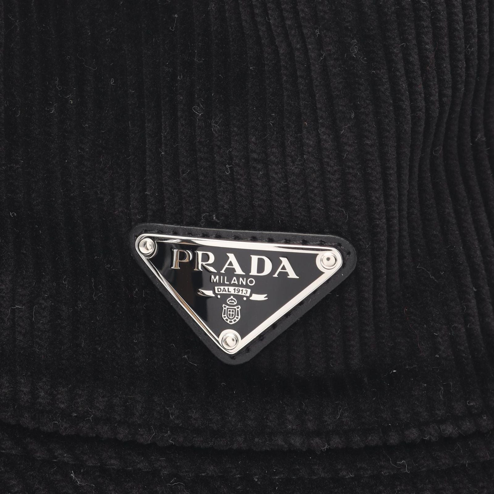 Prada Hat Triangle Plate Corduroy Bucket — view 6