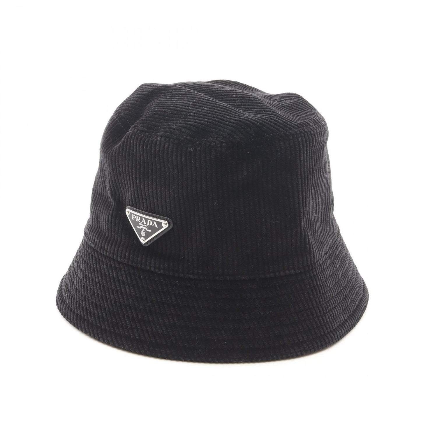 Prada Hat Triangle Plate Corduroy Bucket