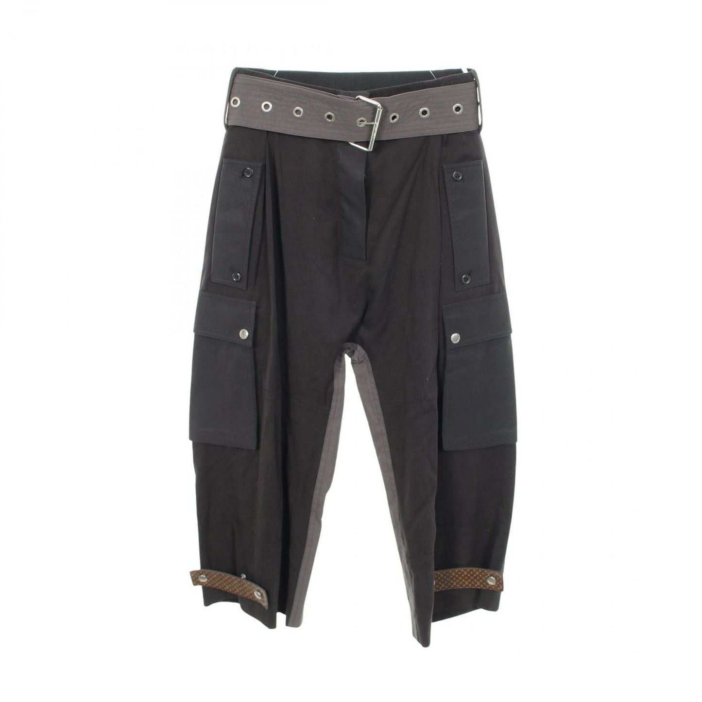 Louis Vuitton Cargo Pants High Waist An1 Black Cotton