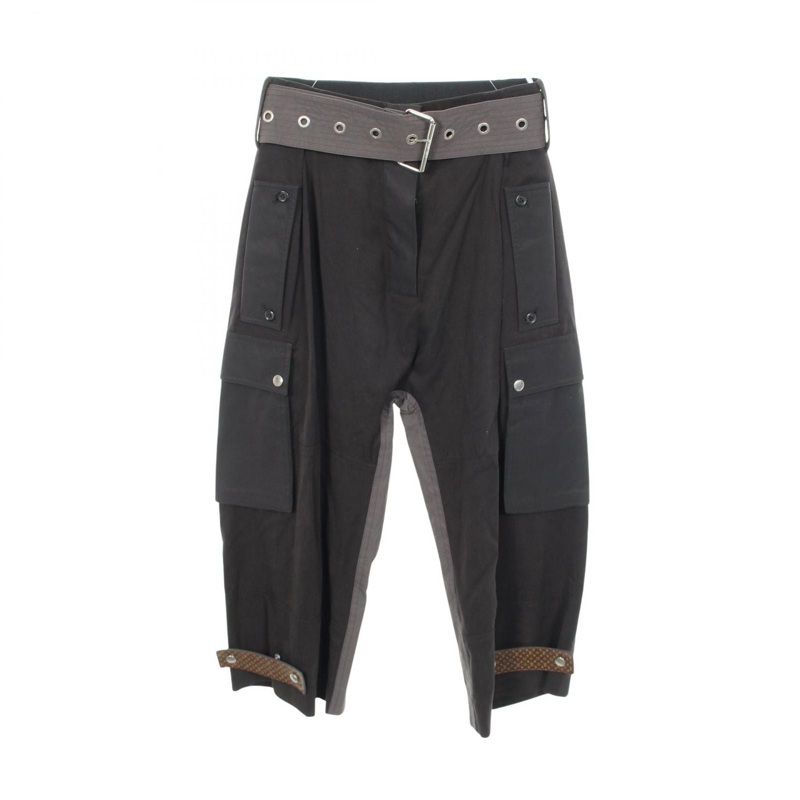 Louis Vuitton Cargo Pants High Waist An1 Black Cotton