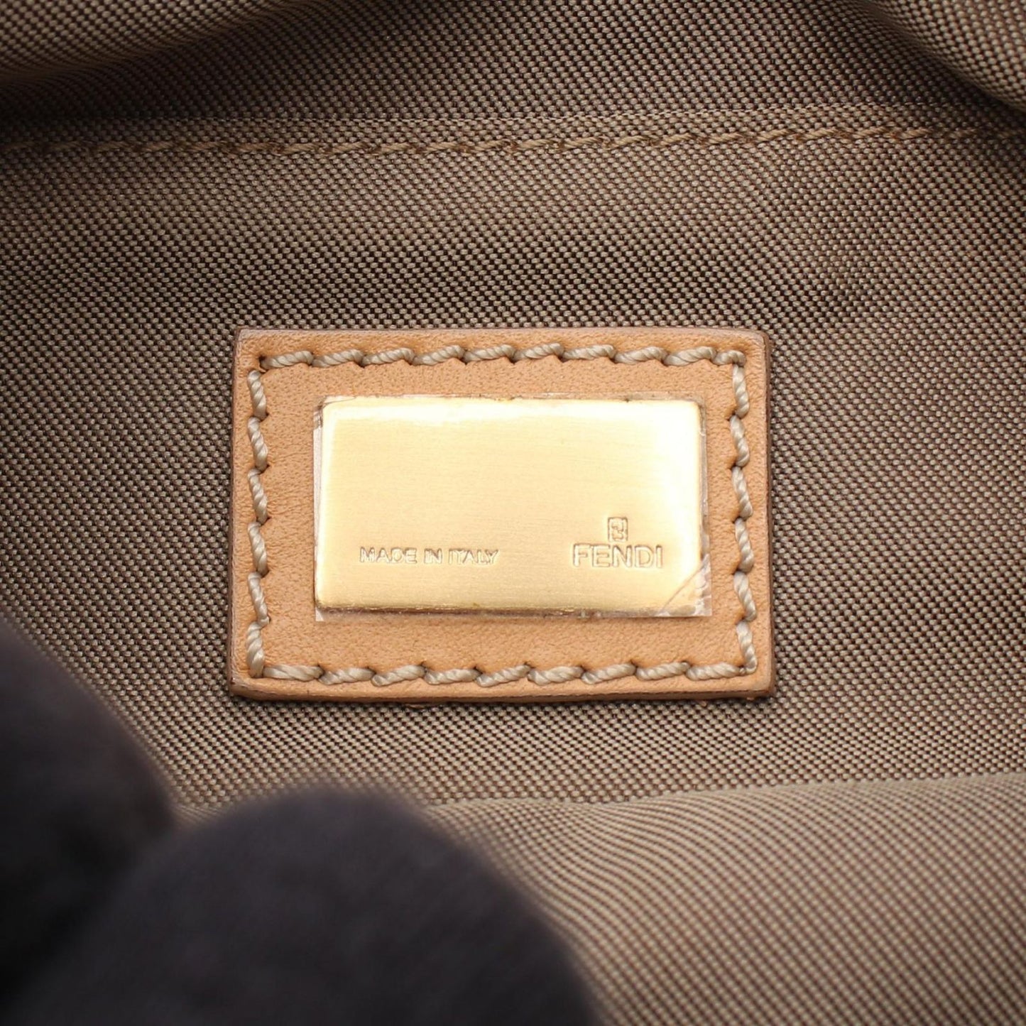 Fendi Shoulder Bag Zucchino Beige Brown Canvas Leather Hand — view 4