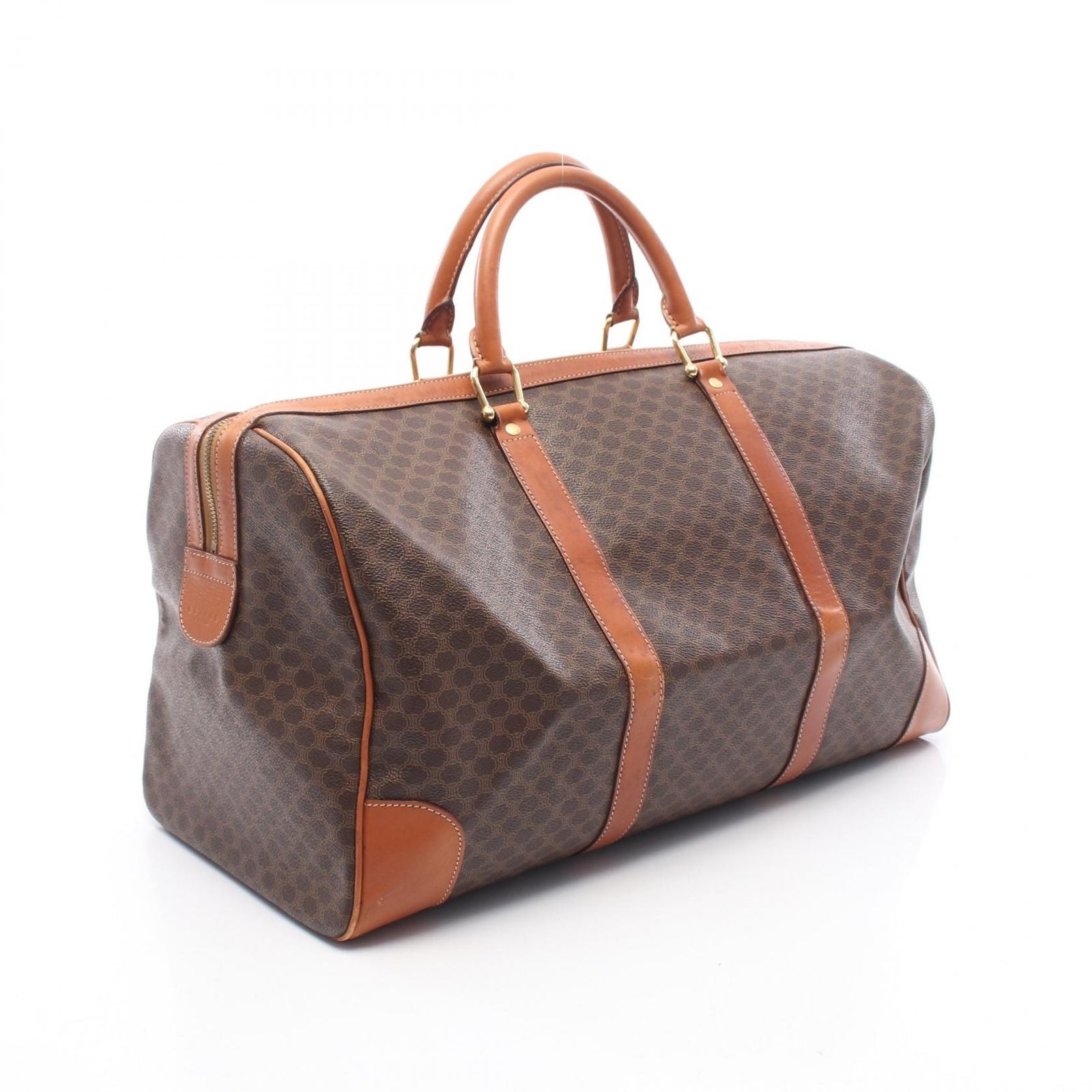 Celine Boston Bag Madakam Dark Brown Canvas Leather — view 2