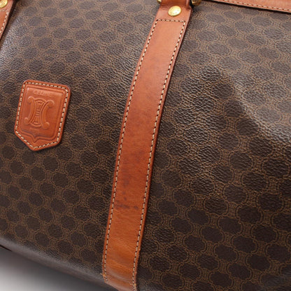 Celine Boston Bag Madakam Dark Brown Canvas Leather — view 7