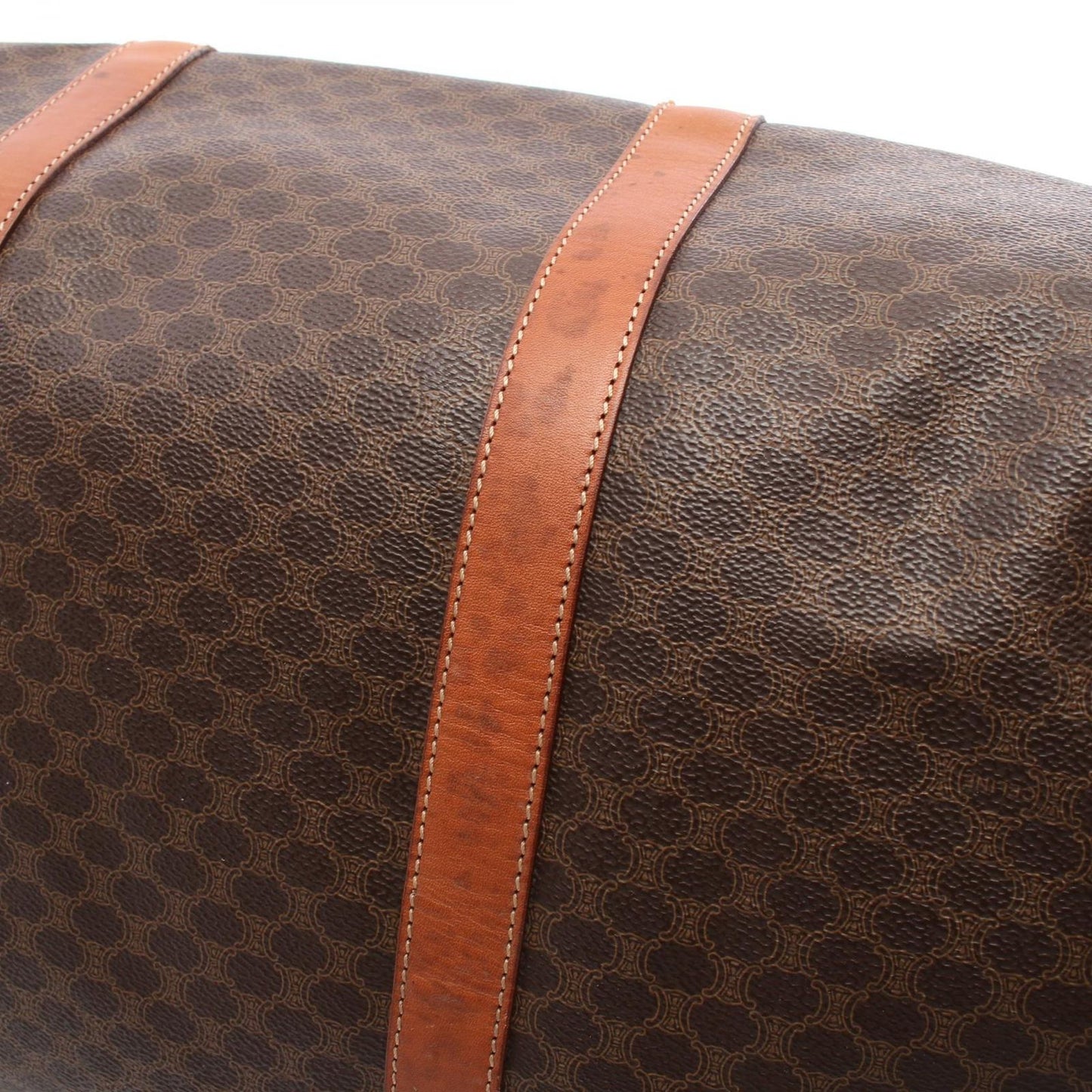 Celine Boston Bag Madakam Dark Brown Canvas Leather — view 8