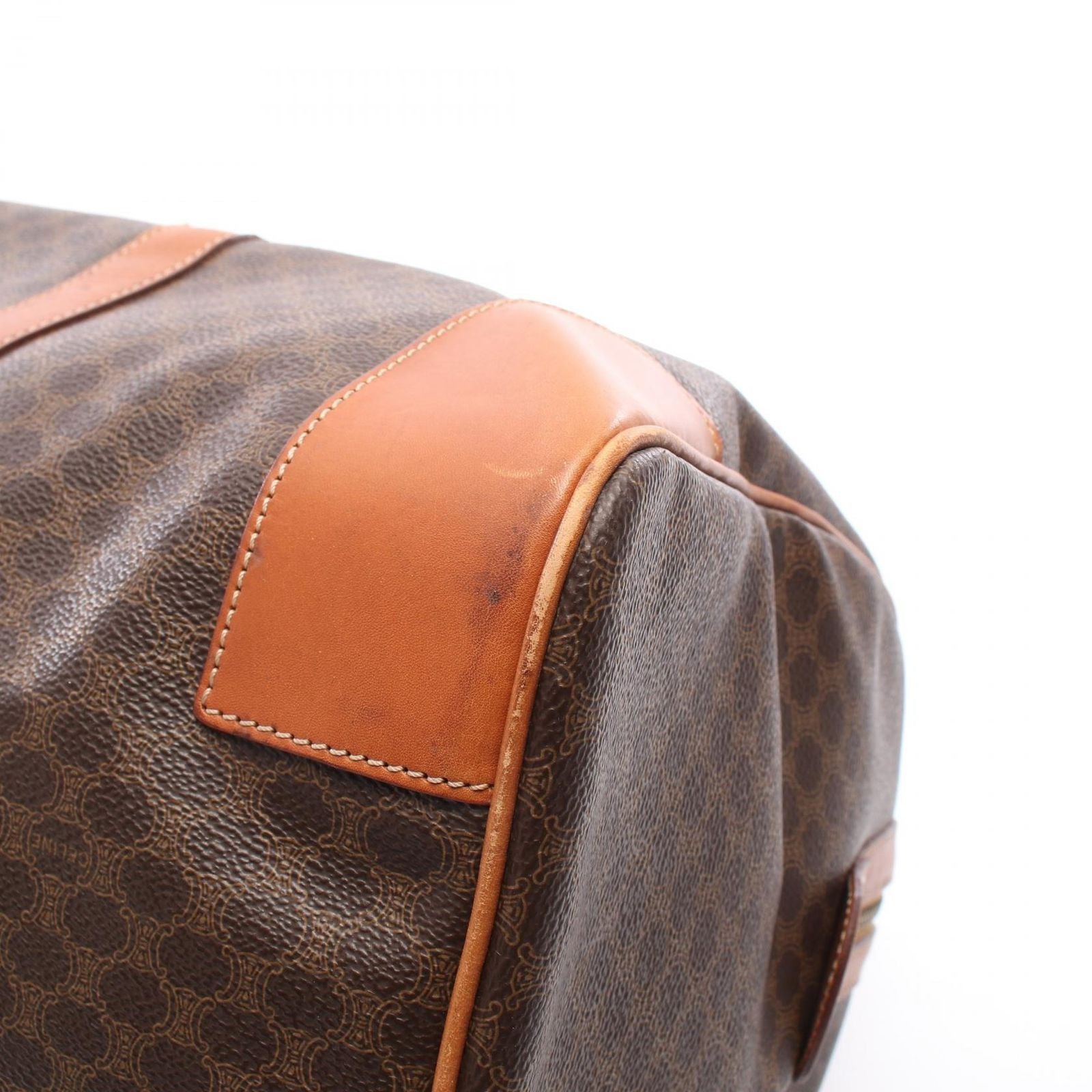 Celine Boston Bag Madakam Dark Brown Canvas Leather — view 5