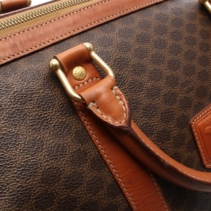 Celine Boston Bag Madakam Dark Brown Canvas Leather — view 9
