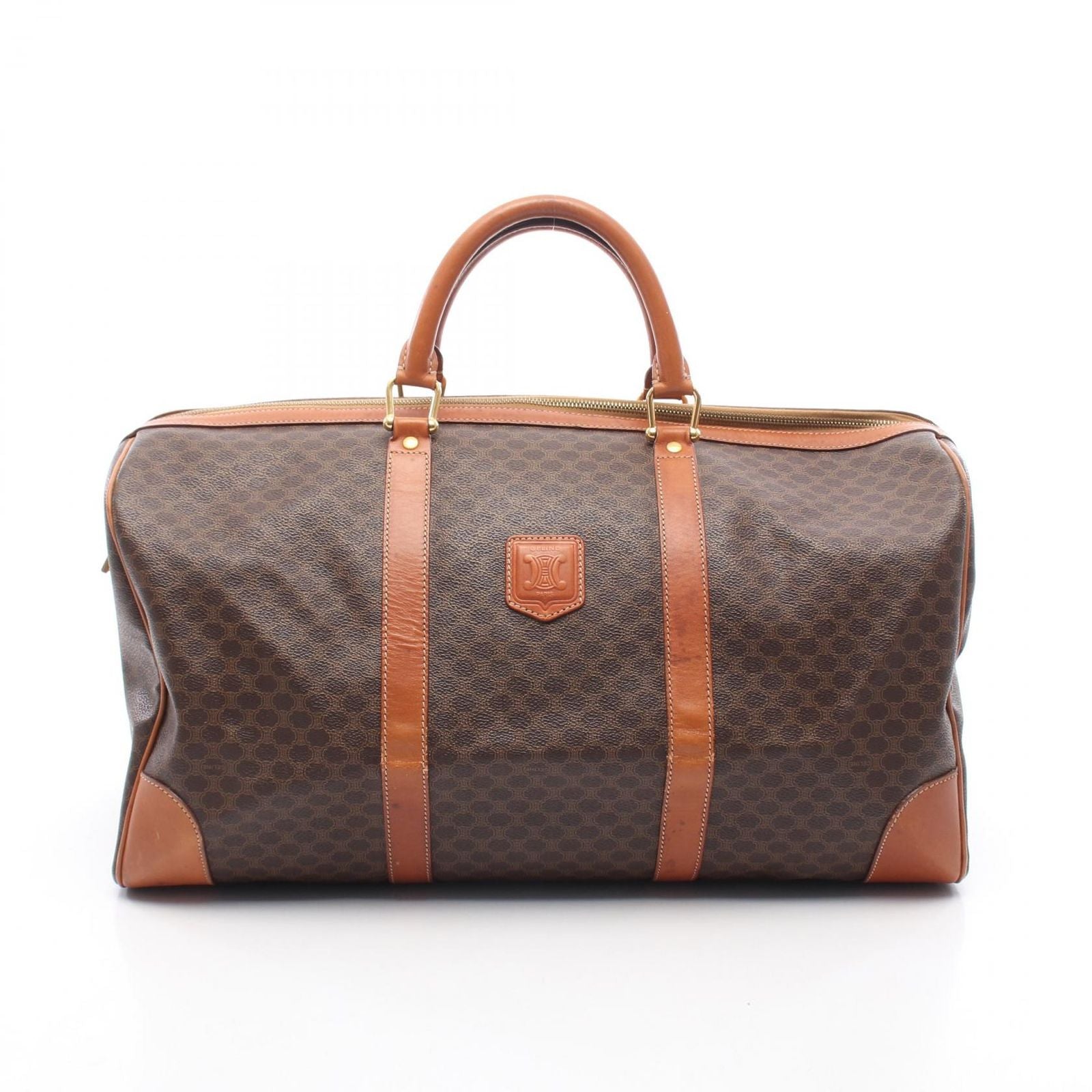 Celine Boston Bag Madakam Dark Brown Canvas Leather