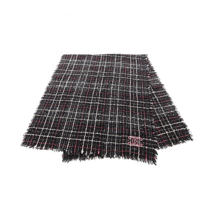 Chanel Shawl CC Logo Tweed Wool Scarf