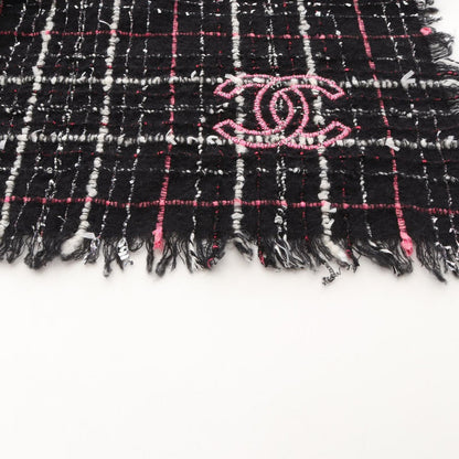 Chanel Shawl CC Logo Tweed Wool Scarf — view 8