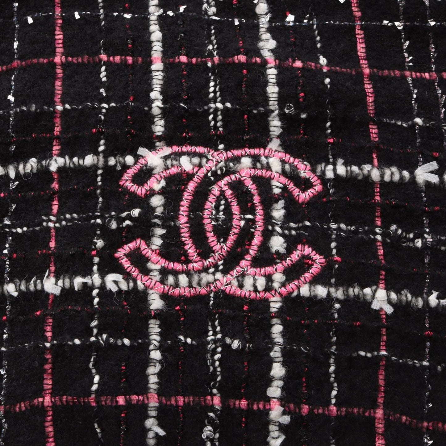 Chanel Shawl CC Logo Tweed Wool Scarf — view 4