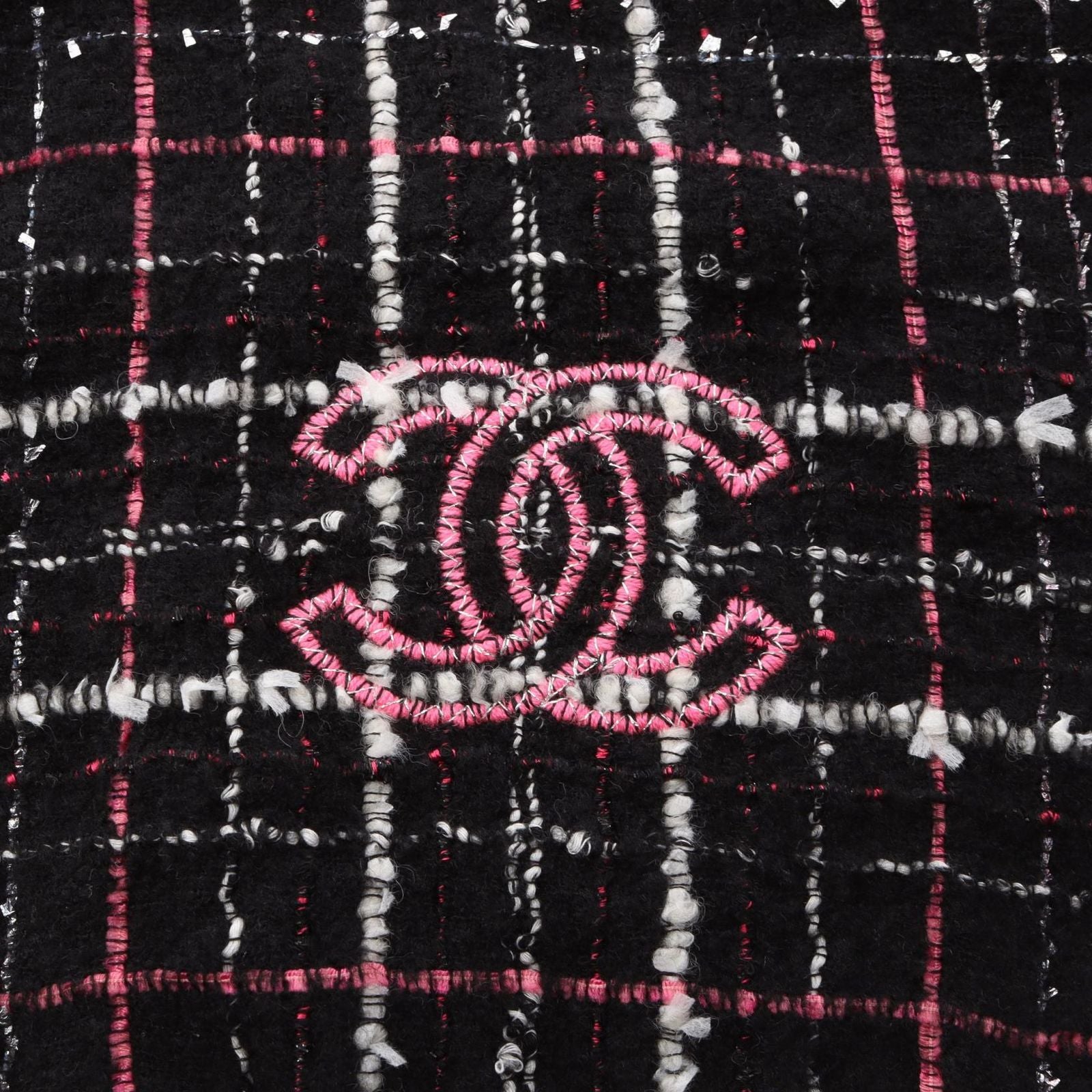 Chanel Shawl CC Logo Tweed Wool Scarf — view 4