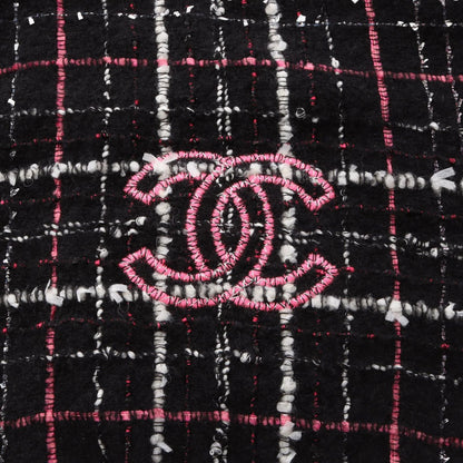 Chanel Shawl CC Logo Tweed Wool Scarf — view 4