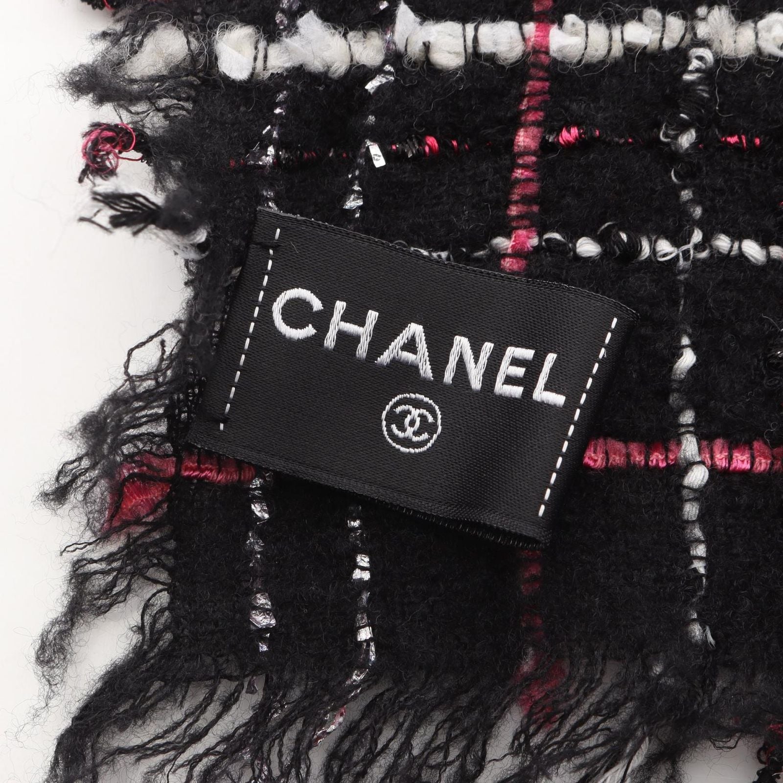 Chanel Shawl CC Logo Tweed Wool Scarf — view 2