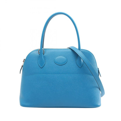 Hermes Handbag Bolide 27 2-Way Blue Zanzibar Leather