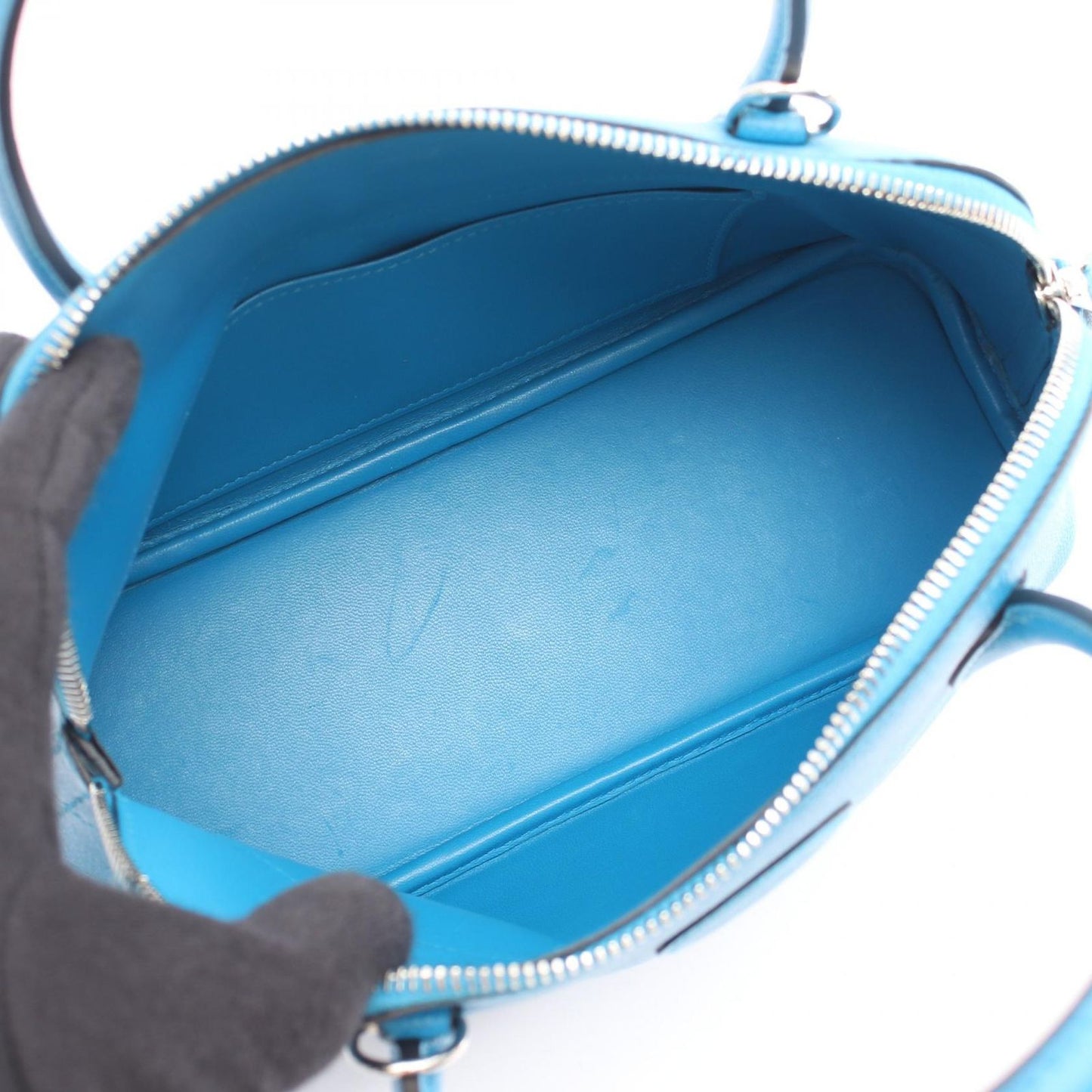 Hermes Handbag Bolide 27 2-Way Blue Zanzibar Leather — view 3
