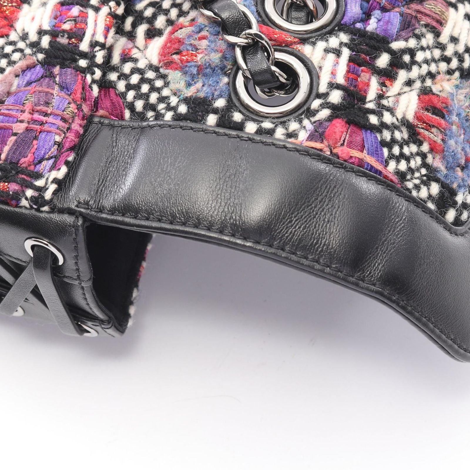 Chanel Shoulder Bag Quilted Black Multi Fabric Lambskin Chain — view 9