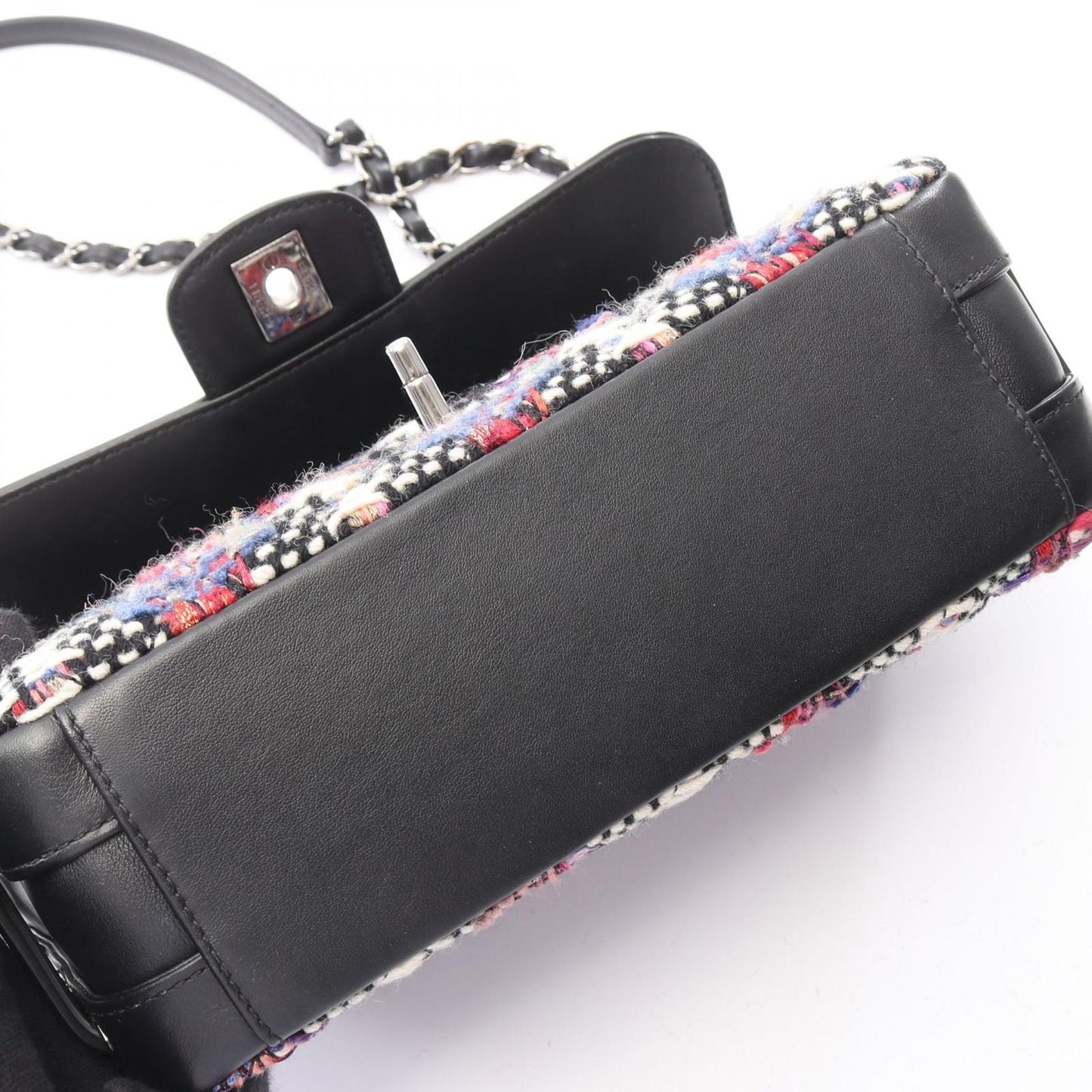 Chanel Shoulder Bag Quilted Black Multi Fabric Lambskin Chain — view 8