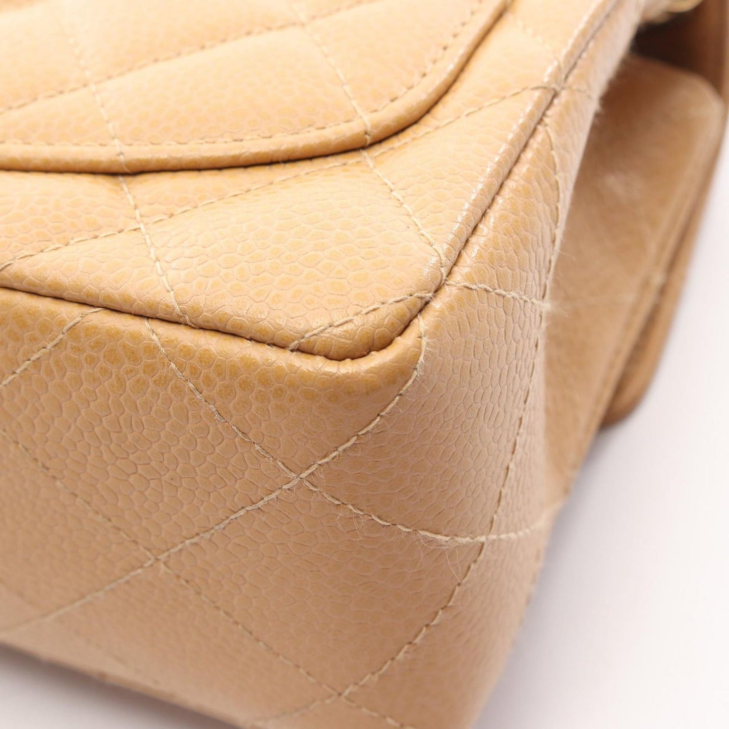 Chanel Shoulder Bag Mini Quilted Beige Caviar Leather Chain — view 6