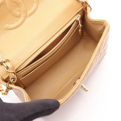 Chanel Shoulder Bag Mini Quilted Beige Caviar Leather Chain — view 3