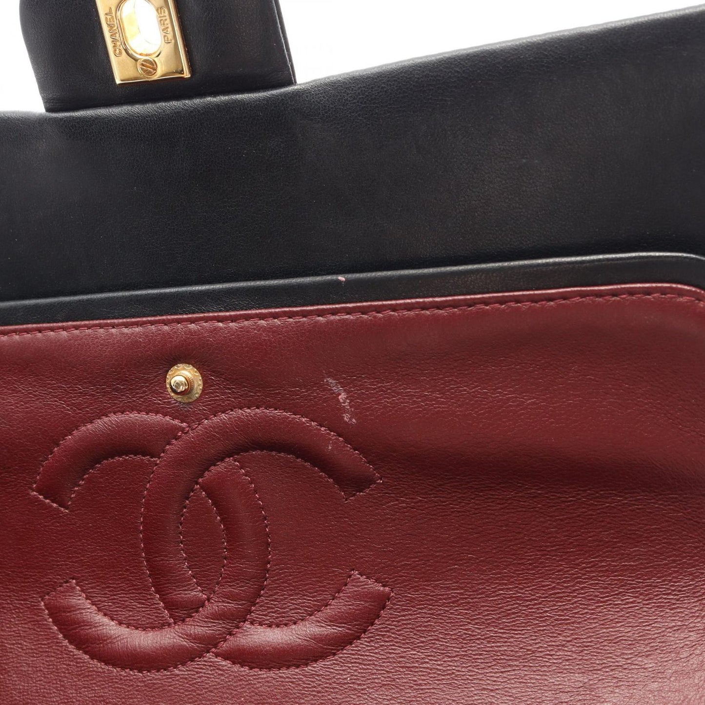 Chanel Shoulder Bag Quilted Double Flap Black Lambskin Chain — view 7
