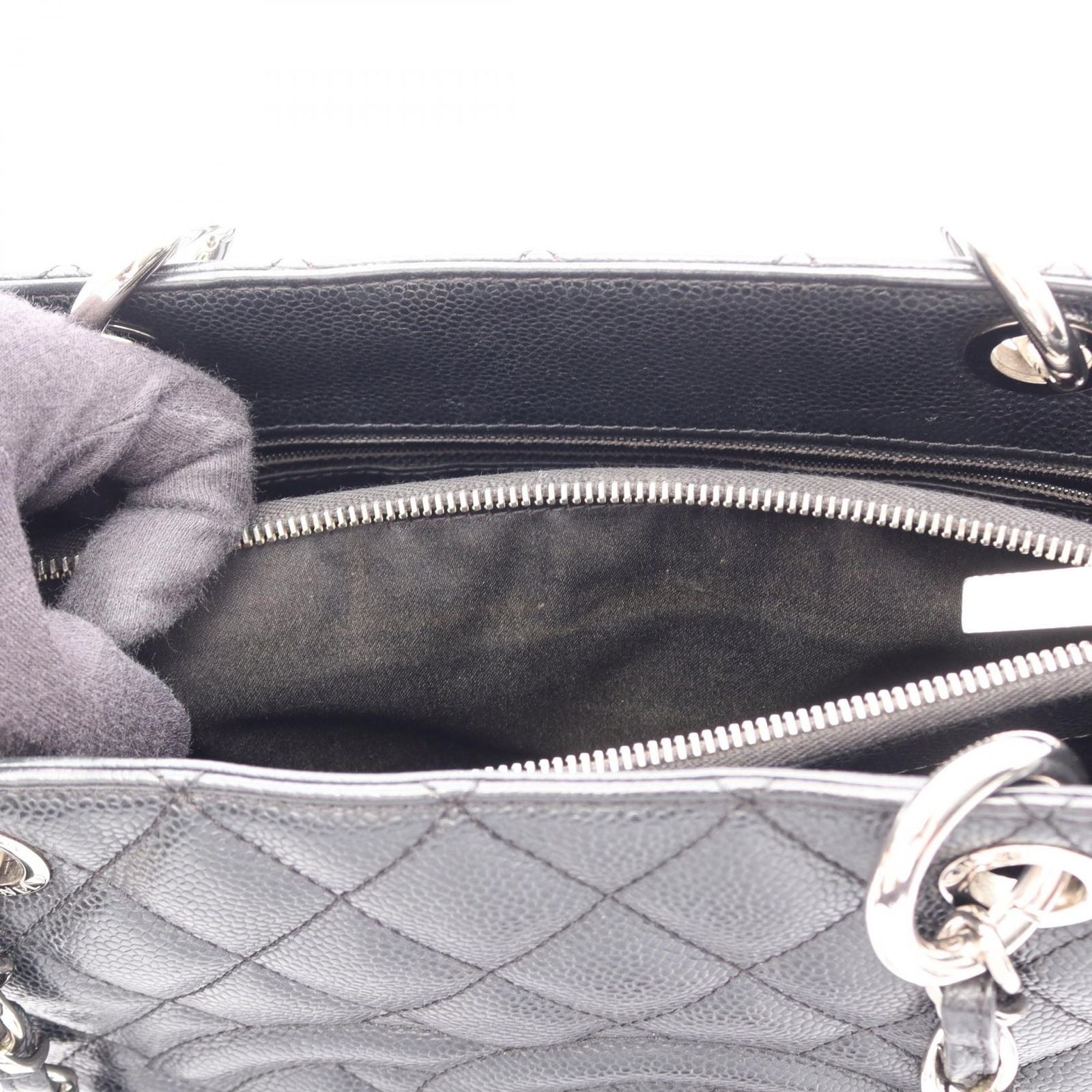 Chanel Tote Quilted Grand Shopping GST Black Caviar Leather Chain — view 8