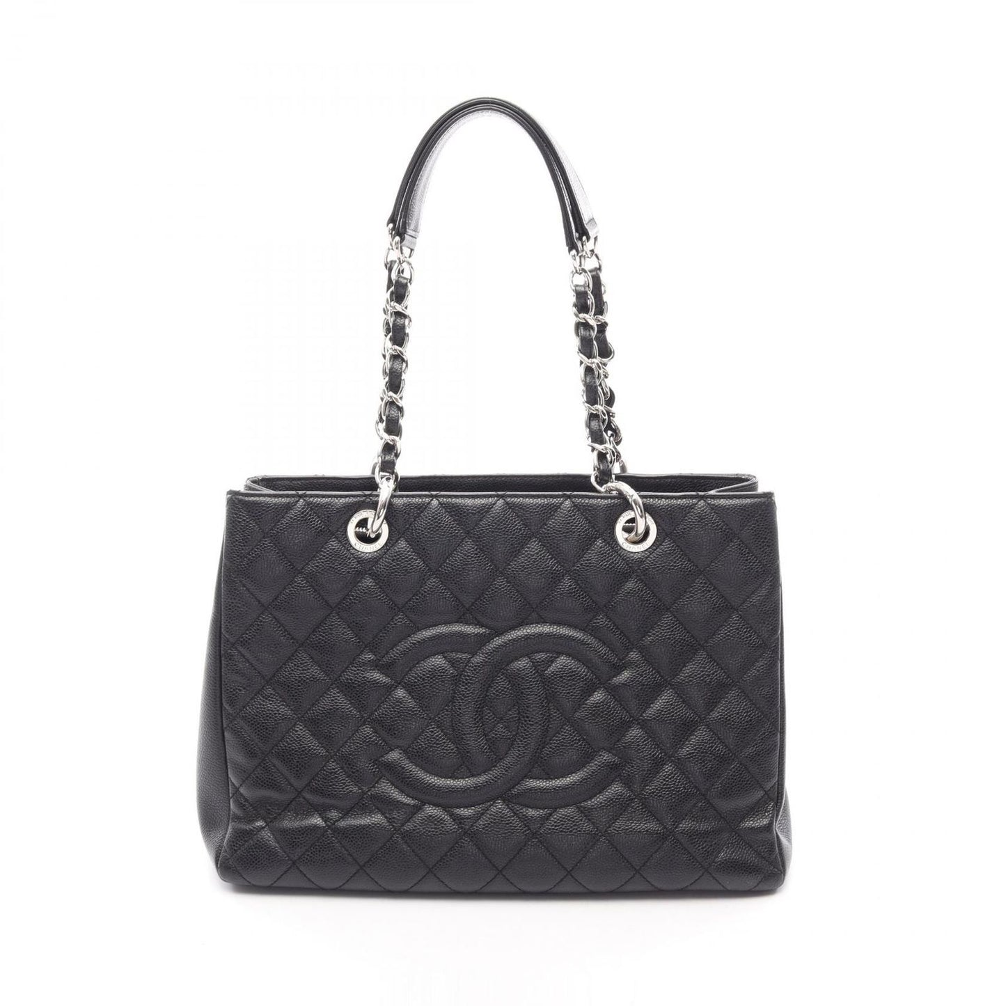 Chanel Tote Quilted Grand Shopping GST Black Caviar Leather Chain