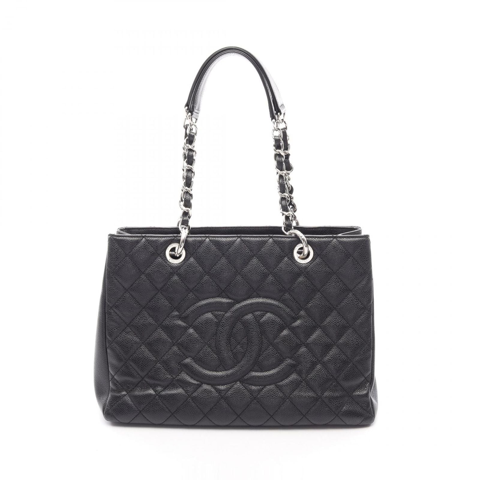Chanel Tote Quilted Grand Shopping GST Black Caviar Leather Chain