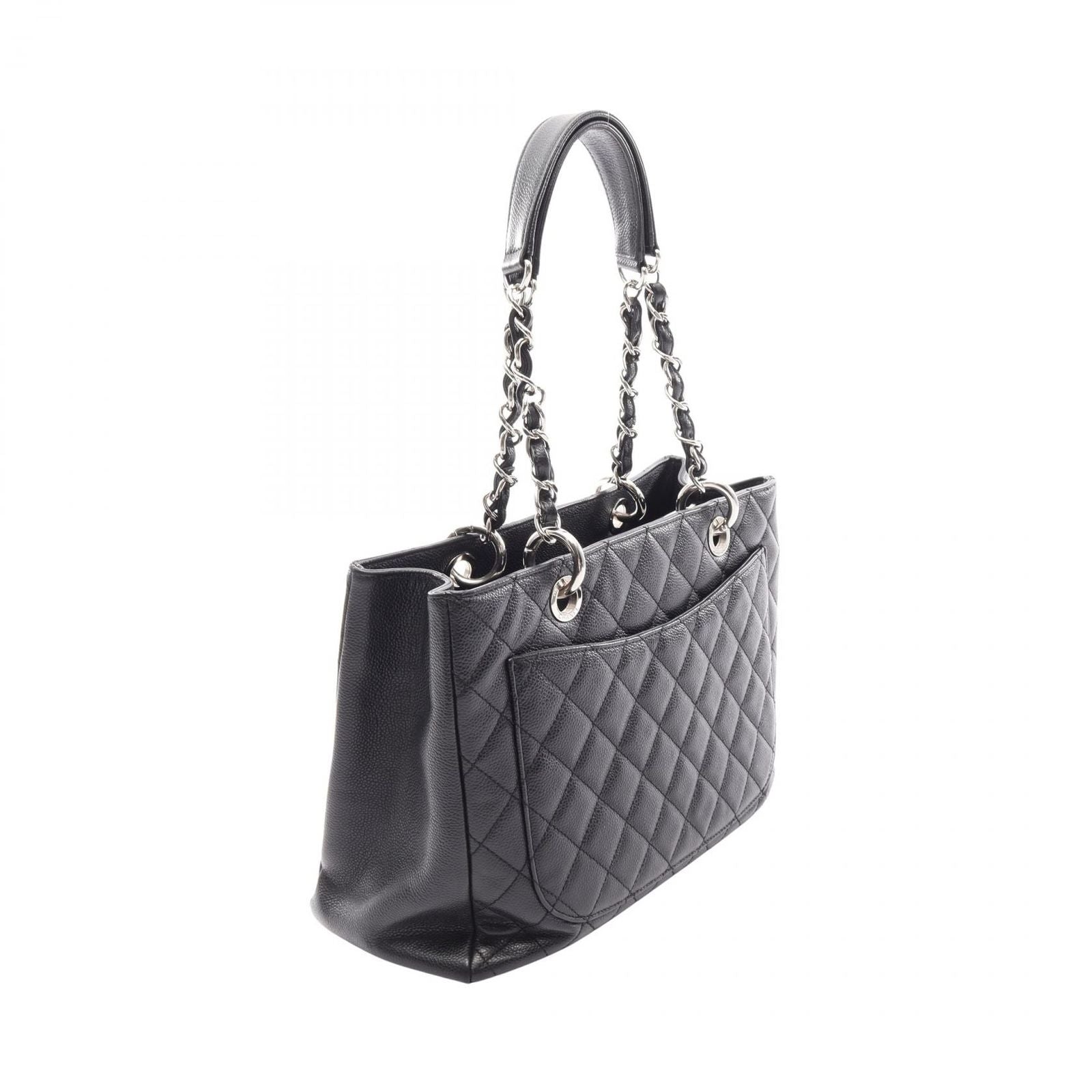 Chanel Tote Quilted Grand Shopping GST Black Caviar Leather Chain — view 2